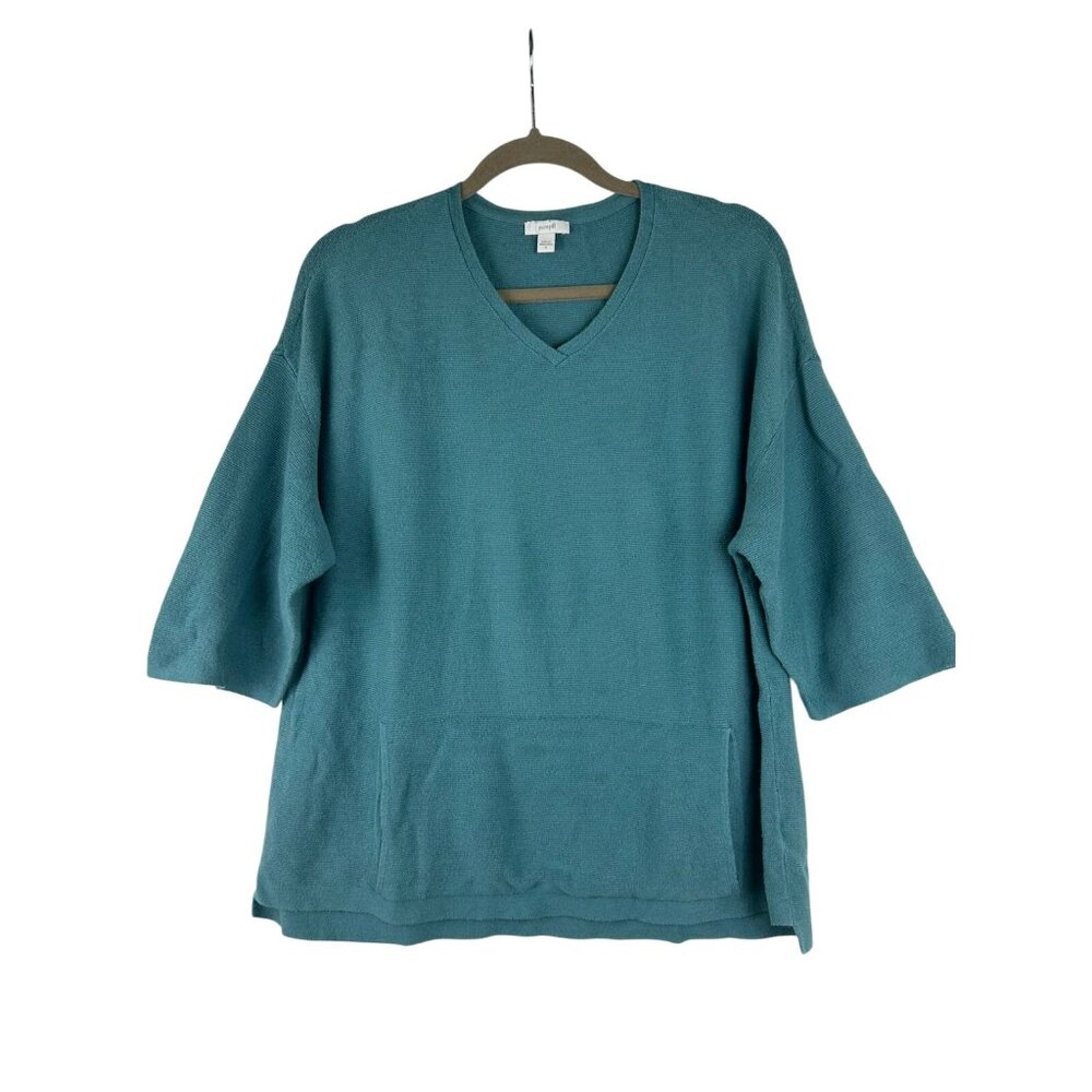 J. Jill PureJill Women's S 3/4 Sleeve Pocket Shirt Oversized Wool & Silk Blend